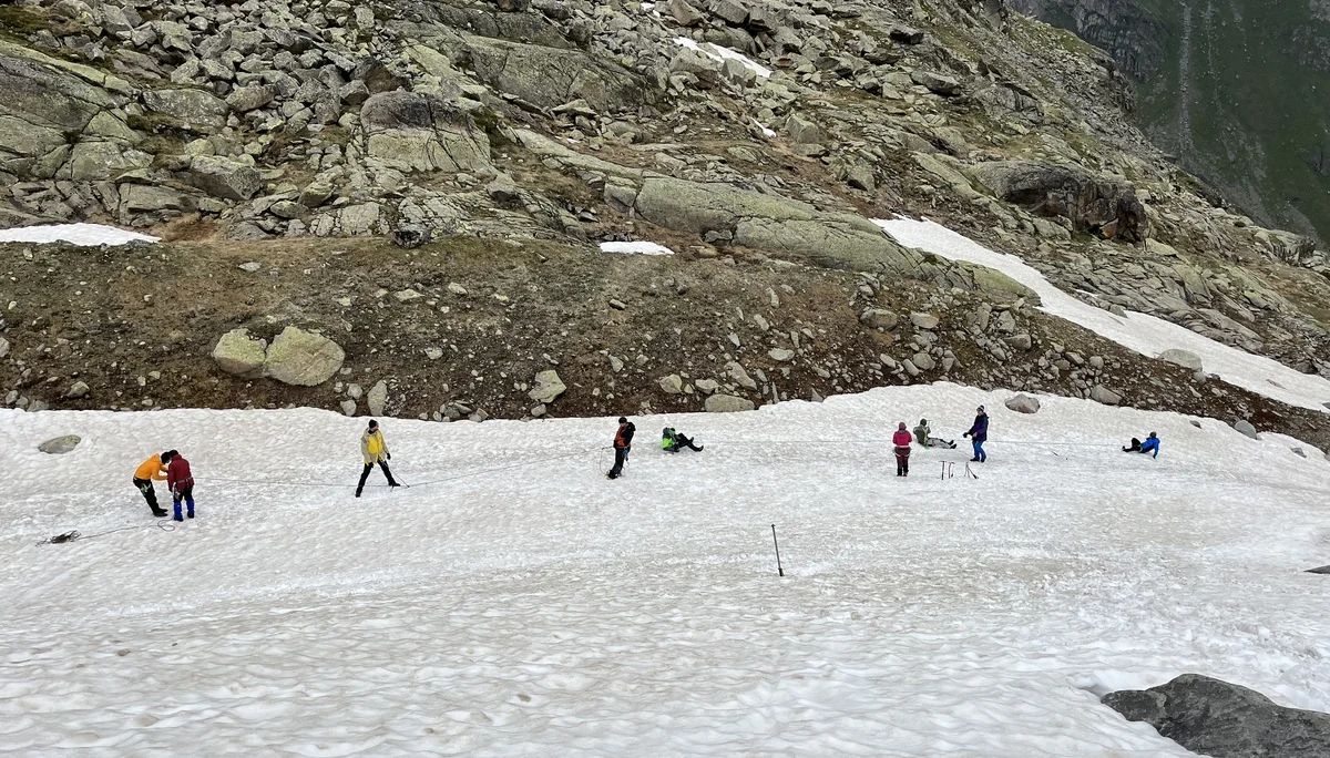 Spaltenbergung, Rutschversuche | © Ernst Konrad